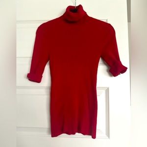 White House Black Market Red 3/4 sleeve turtle neck